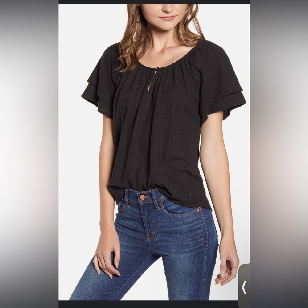 Madewell Texture & Thread Tiered Sleeve Top NWT - Picture 3 of 5